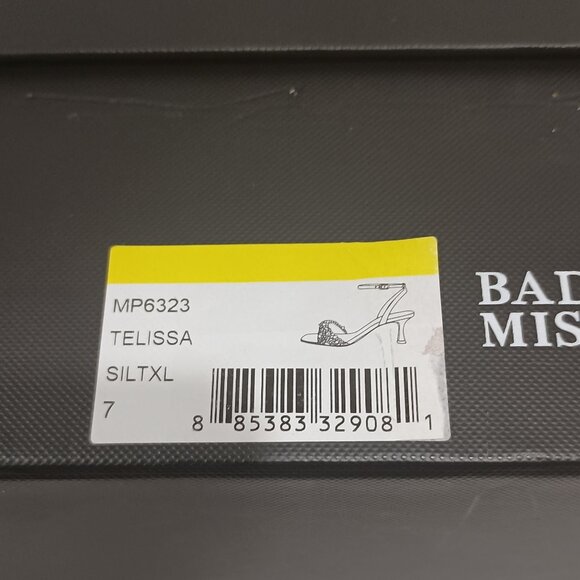 Badgley Mischka Women's Telissa Heeled Sandal Sliver Sparkle Size 7 - Picture 9 of 10